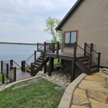 Side Deck with platform; two tiered deck overlooking lake